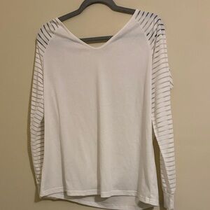 Women's White Striped Long Sleeve Top